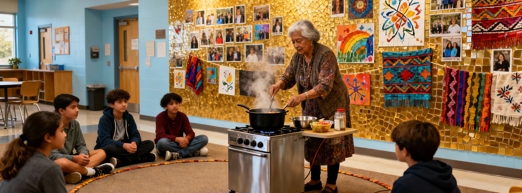 Students in restorative circle and community engagement